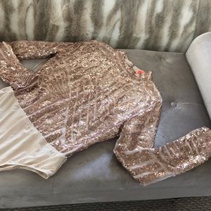 Rose gold sequin bodysuit